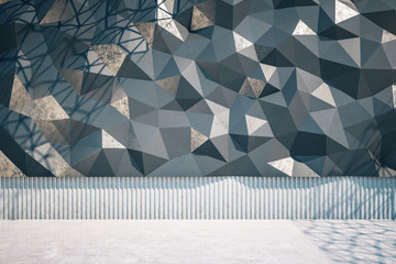 Front view of abstract polygonal wall