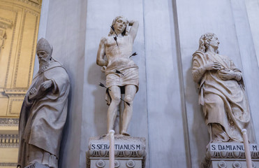 Sticker - Statues inside the Roman Catholic Assumption Cathedral in Palermo, Sicily Island in Italy