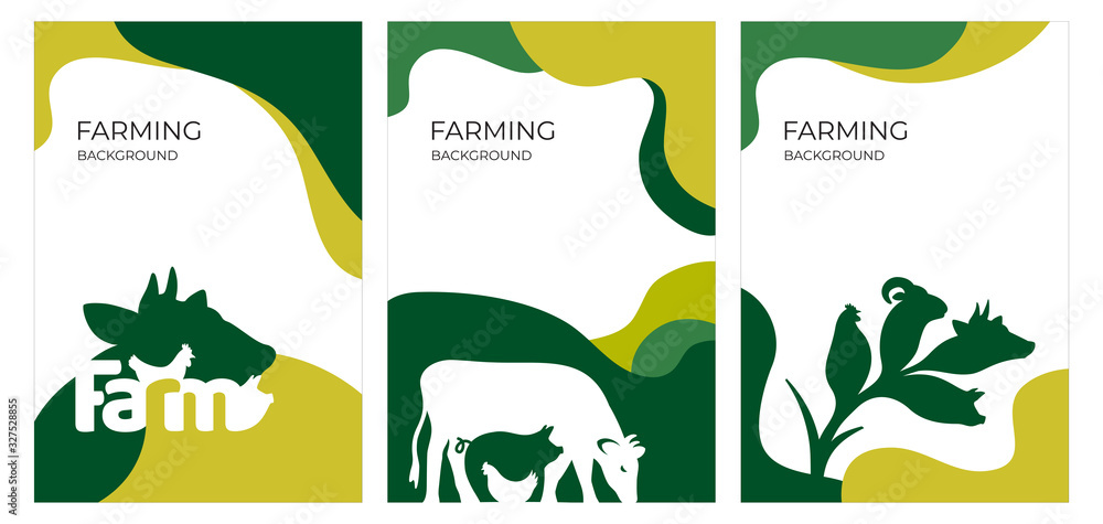 Vetor Cover design with farm animals. Livestock, agriculture or farming ...