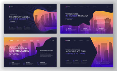Wall Mural - landing page templates set for business website. modern web page design concept layout for website. 
