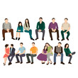 vector, isolated, in a flat style, people are sitting