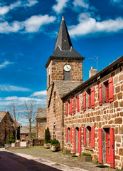 Canvas Print - Mairie et église de Moudeyres, France