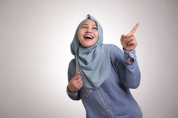 Happy Funny Asian Muslim Woman Dancing Full of Joy