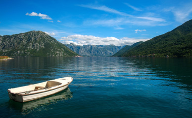 Naklejka na meble Landscape view of the Bay of Kotor on background of mountains and sky