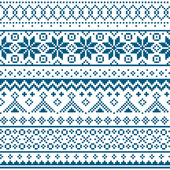 Wall Mural - Scottish Fair Isle style traditional knitwear vector seamless pattern, Shetlands knit repetitive design with snowflakes