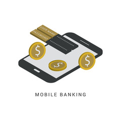 Wall Mural - mobile banking flat design concept.