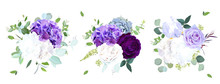 Elegant Seasonal Dark Flowers Vector Design Wedding Bouquets