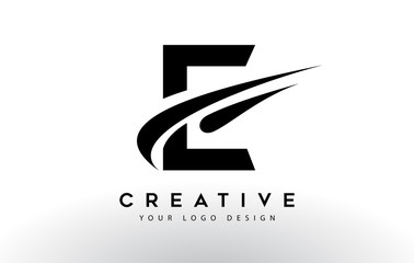 Wall Mural - creative e letter logo design with swoosh icon vector.