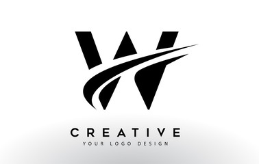 Wall Mural - creative w letter logo design with swoosh icon vector.