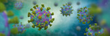Fototapeta  - Covid-19, coronavirus that causes respiratory infections, Sars-CoV-2 virus background