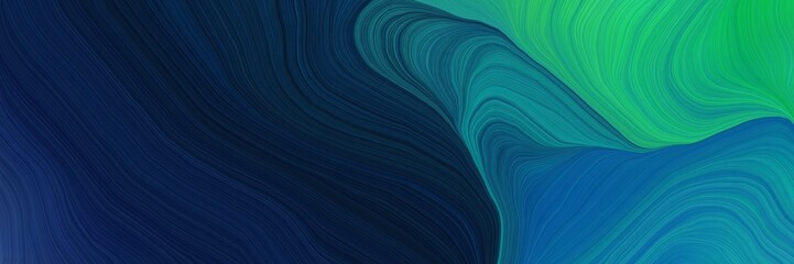 Aufkleber - futuristic banner background with very dark blue, medium sea green and dark cyan color. elegant curvy swirl waves background design