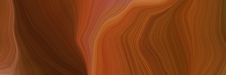 Poster - landscape banner with waves. modern soft curvy waves background illustration with saddle brown, dark red and very dark red color