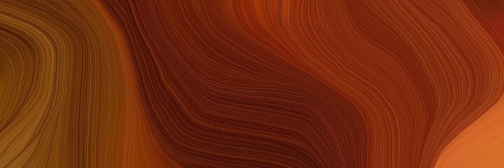 Poster - futuristic banner background with chocolate, coffee and saddle brown color. modern curvy waves background illustration