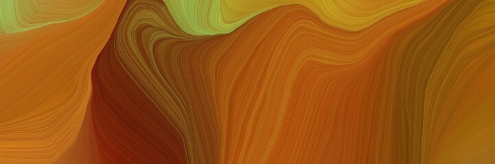 Poster - landscape banner with waves. modern curvy waves background illustration with brown, saddle brown and yellow green color