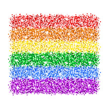 LGBT Illustration With Rainbow Glitter Flag. Gay Pride Love Symbol On White Background