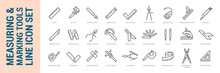 Measuring & Marking Tools. Vector Isolated Line Icon Set