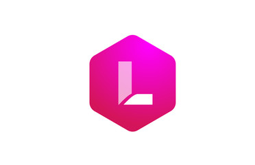 pink white polygon L alphabet letter logo icon with modern design for business and company