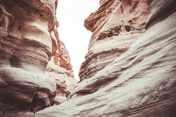 Beautiful sandstone cliffs of the Red Canyon in the mountains of Southern Eilat, Israel. - Image