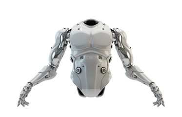 Robot torso with hands for replacement, 3d rendering isolated on white background