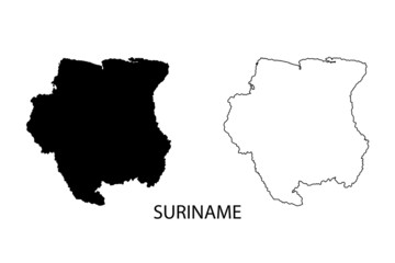 Wall Mural - suriname map vector, isolated on white background. black template, flat earth. simplified, generaliz