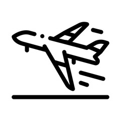 Wall Mural - Take Off Airplane Airport Icon Thin Line Vector. Passenger Airplane Flying Along Route Concept Linear Pictogram. Air Transport Aircraft Monochrome Outline Sign Isolated Contour Symbol Illustration