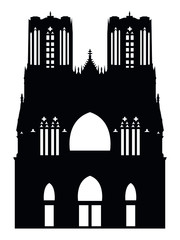 Vector Illustration of the Black Silhouette of Symbol of Reims - Reims Cathedral