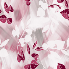 Wall Mural - Leaves seamless pattern. Hand painted background.