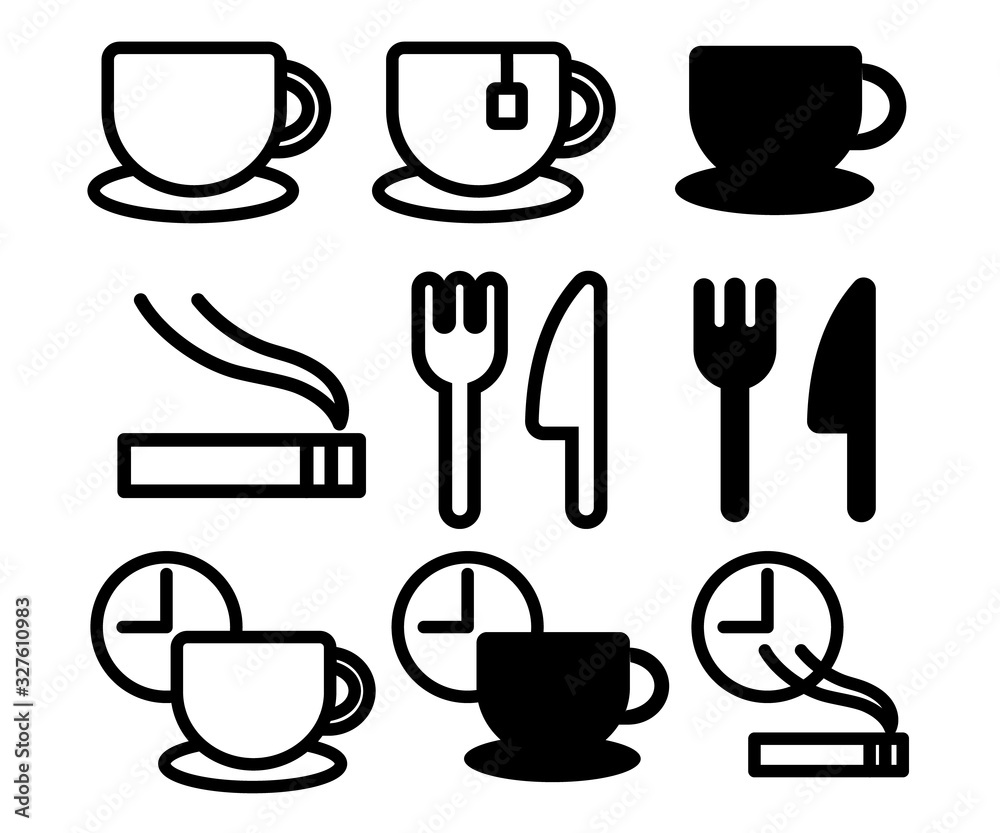 コーヒーや休憩のアイコン タバコ レストラン カフェ ピクトグラム Wall Mural Yugoro