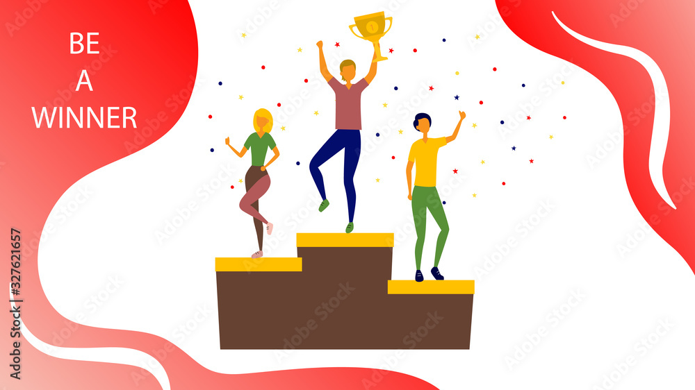 Top 3 Competition Ranking Cartoon Concept Of Competitions, Challenge. Male And Female Characters Are ...