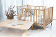 baby wood bed and table with mattress kid pillow dolls