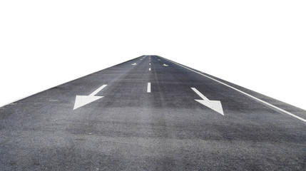 Asphalt road with arrows symbol of straight route