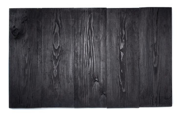 Wall Mural - Black wooden plank, dark wood isolated on white background