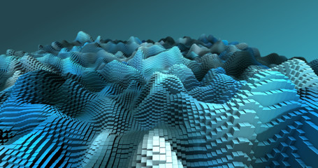 Wall Mural - abstract grid shape landscape background. 3d rendering