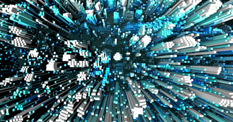 Wall Mural - Abstract grid shape landscape background. 3D rendering