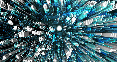 Wall Mural - Abstract grid shape landscape background. 3D rendering