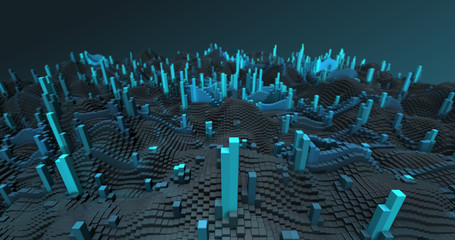 Wall Mural - Abstract grid shape landscape background. 3D rendering