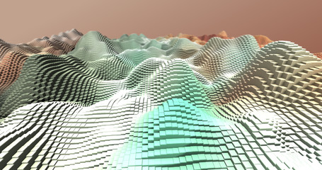 Wall Mural - abstract grid shape landscape background. 3d rendering