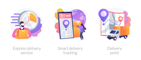 Wall Mural - parcel shipment services metaphors. express delivering, online smart tracking, courier. order delive