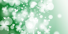 St Patrick's Day Illustration, Clover Leafs Rotating On The Green Background