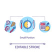 © IMG visuals icons - Small portion concept icon. Mindful eating, conscious nutrition idea thin line illustration. Limit plate size, ration control. Vector isolated outline RGB color drawing. Editable stroke