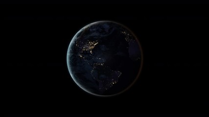 Wall Mural - planet earth at night (black marble), full rotation on a black background. seamlessly loopable 3d an