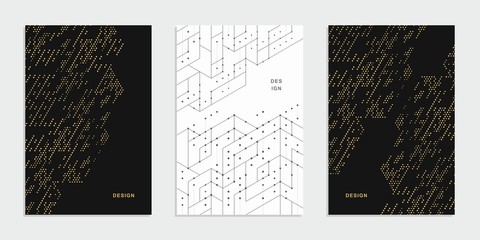 Abstract geometric technological banner. Corporate identity flyer. Vector set background.