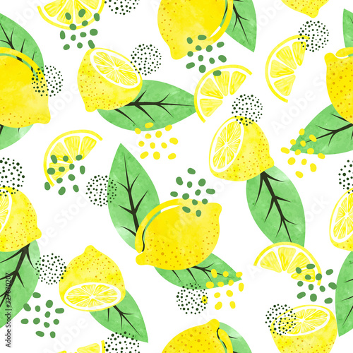 Seamless watercolor lemon p...