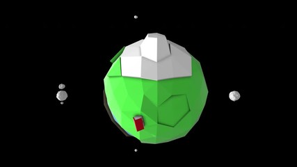 Wall Mural - Sequence of space views of the planet Earth in cartoon style render spinning over dark background.