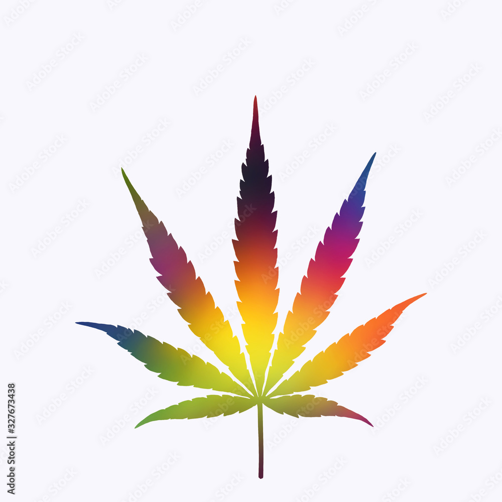 Rainbow abstract blurred gradient marijuana cannabis leaf weed icon ...