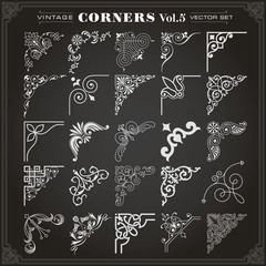 Canvas Print - vintage design elements corners and borders set 5