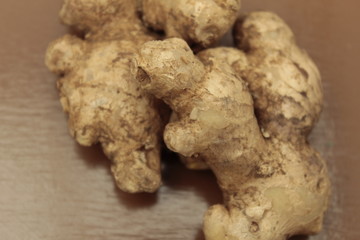 Organic ginger close up.