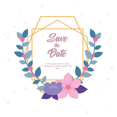 Canvas Print - flowers wedding, save the date, invitation card flowers nature leaves