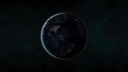 Wall Mural - planet earth at night (black marble), full rotation on a black background. seamlessly loopable 3d an