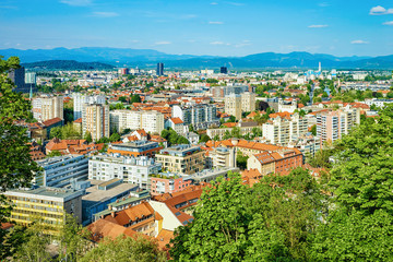 Canvas Print - Cityscape of city center in Ljubljana